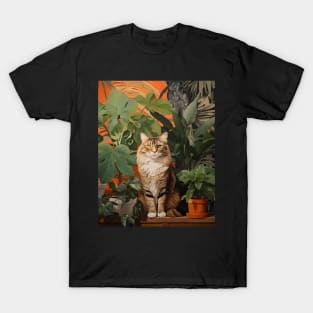 Purrfect Harmony: Cats and Plants T-Shirt